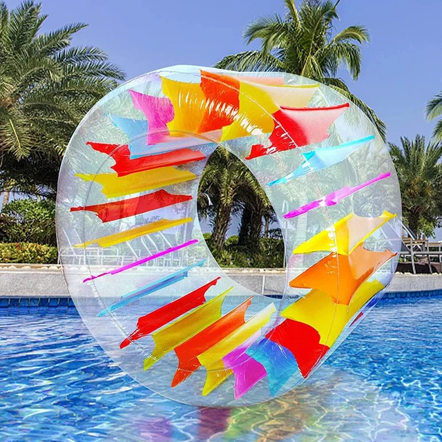 Alt view image 3 of 7 - Inflatable Water Wheel Pool Float, 40" Colorful Roller Float for Kids Pool Toys