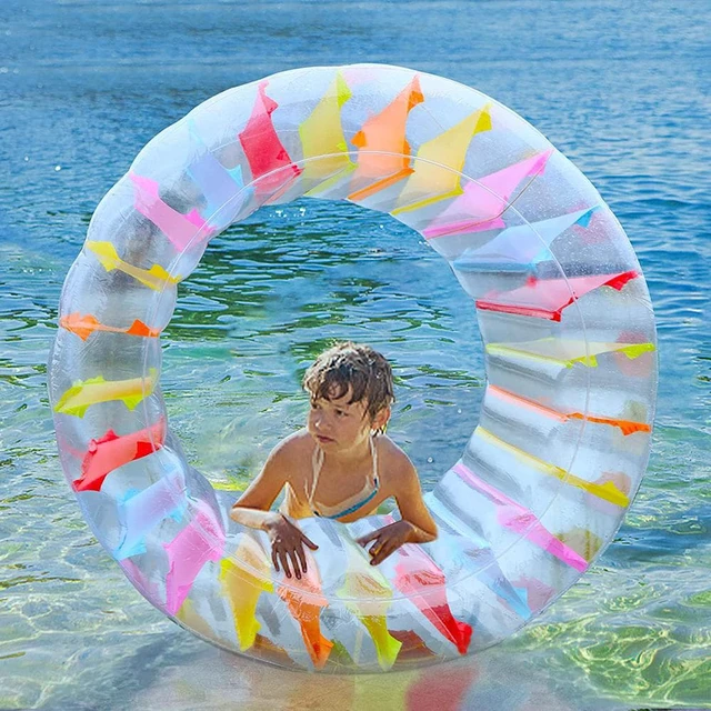 Alt view image 5 of 7 - Inflatable Water Wheel Pool Float, 40" Colorful Roller Float for Kids Pool Toys