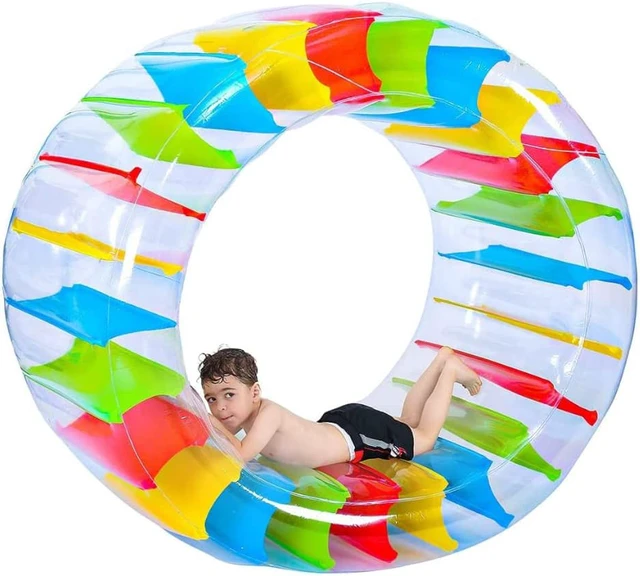 Alt view image 2 of 7 - Inflatable Water Wheel Pool Float, 40" Colorful Roller Float for Kids Pool Toys