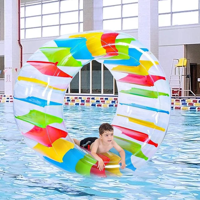 Alt view image 6 of 7 - Inflatable Water Wheel Pool Float, 40" Colorful Roller Float for Kids Pool Toys