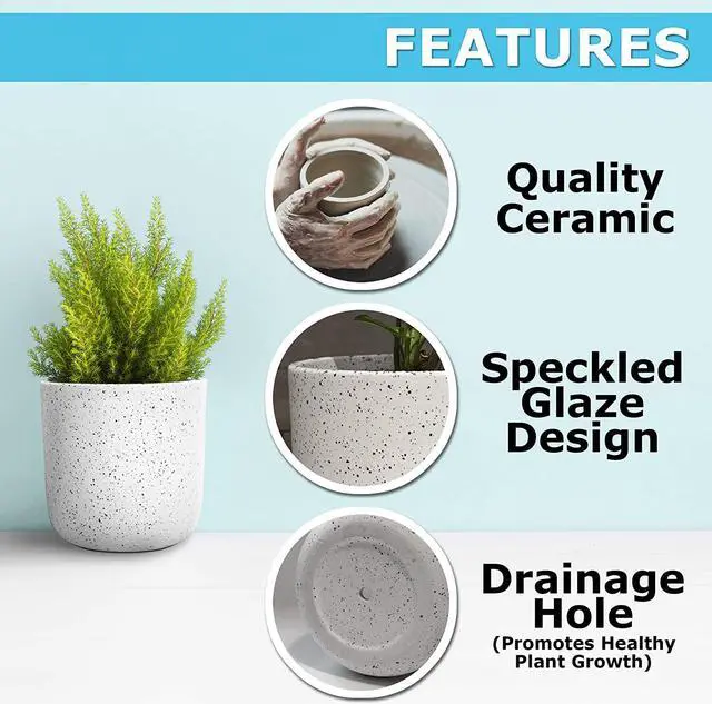 Alt view image 2 of 7 - Flower Plant Pots Planter Ceramic For Succulents Plants, White, 4.75"H x 4.75"W