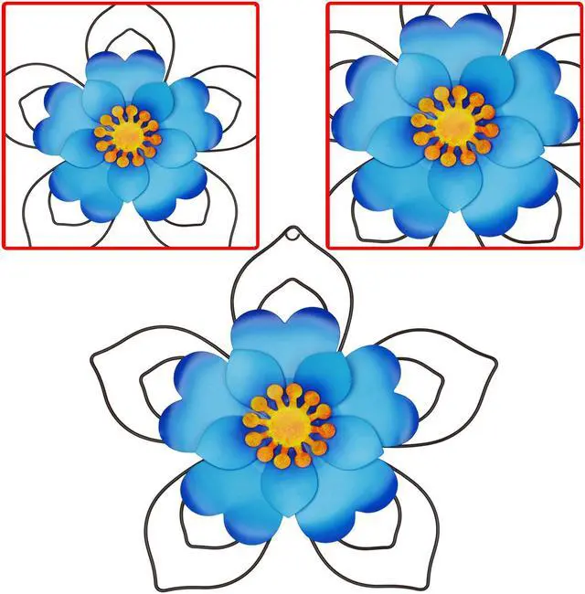 Alt view image 2 of 7 - 12" Metal Flower Wall Decor, Wall Art Sculpture, Metal Daisy Indoor/Outdoor Blue