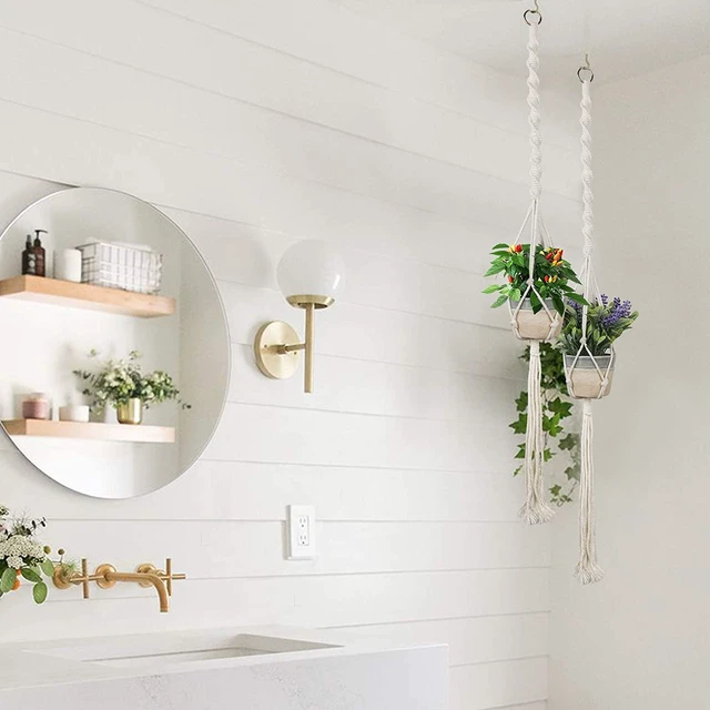 Alt view image 5 of 7 - Macrame Plant Hanger 3 Pack with Hooks Cotton Rope Hanging Planters