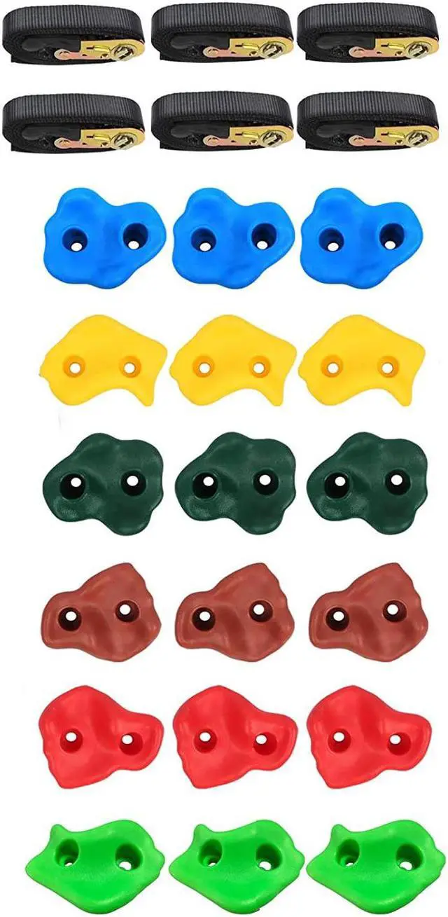 Main image of 18 Ninja Tree Climbing Holds with 6 Ratchet Straps for Kids Outdoor Toy Training