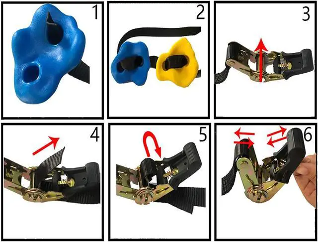 Alt view image 3 of 7 - 18 Ninja Tree Climbing Holds with 6 Ratchet Straps for Kids Outdoor Toy Training