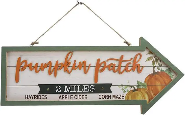 Main image of Wooden Vintage Pumpkin Patch Yard, Wall Decoration Burlap Lanyard Hanging Sign