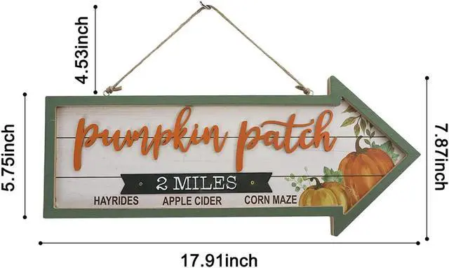 Alt view image 3 of 7 - Wooden Vintage Pumpkin Patch Yard, Wall Decoration Burlap Lanyard Hanging Sign