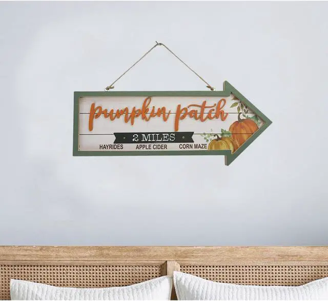 Alt view image 5 of 7 - Wooden Vintage Pumpkin Patch Yard, Wall Decoration Burlap Lanyard Hanging Sign
