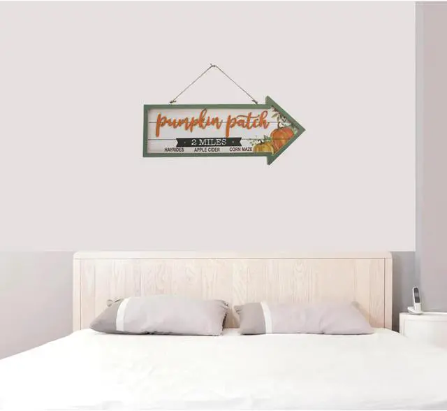 Alt view image 6 of 7 - Wooden Vintage Pumpkin Patch Yard, Wall Decoration Burlap Lanyard Hanging Sign