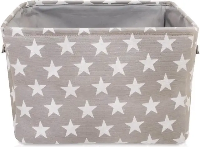 Alt view image 2 of 7 - Storage Toys Laundry Organizer Basket Bin Set with Handles 7.5x16x12.25, Gray/White Stars