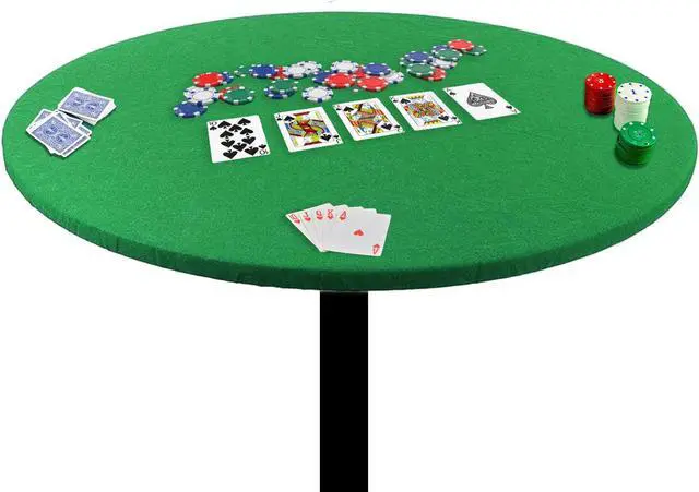 Main image of Poker Card Games Green Felt Fitted Round Cloth Cover Fits to 36" to 42" Table