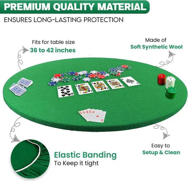 Alt view image 4 of 7 - Poker Card Games Green Felt Fitted Round Cloth Cover Fits to 36" to 42" Table