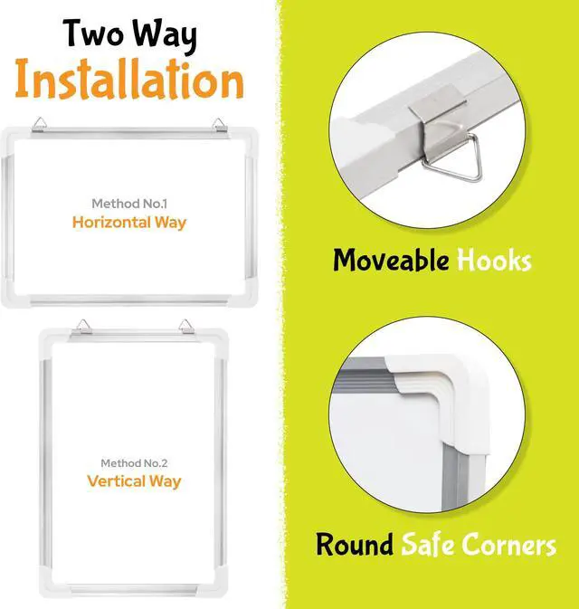 Alt view image 4 of 7 - Dry Erase Board for Wall, 15"x12" Hanging Whiteboard with Double-Sided Lap Board