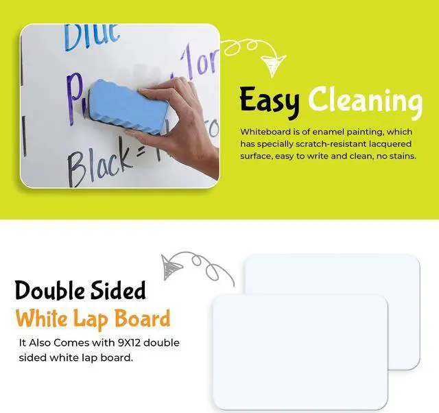 Alt view image 5 of 7 - Dry Erase Board for Wall, 15"x12" Hanging Whiteboard with Double-Sided Lap Board