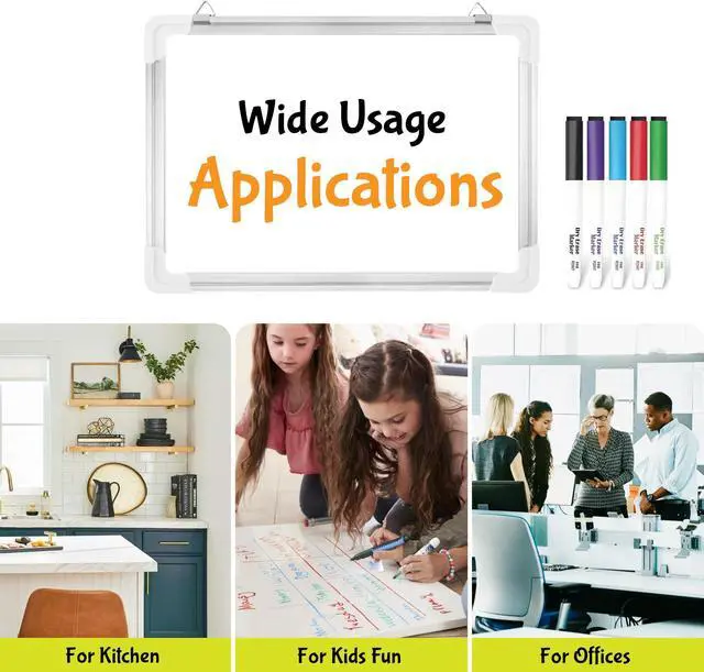 Alt view image 6 of 7 - Dry Erase Board for Wall, 15"x12" Hanging Whiteboard with Double-Sided Lap Board