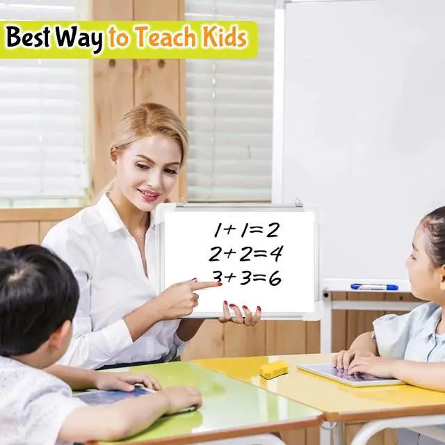 Alt view image 7 of 7 - Dry Erase Board for Wall, 15"x12" Hanging Whiteboard with Double-Sided Lap Board