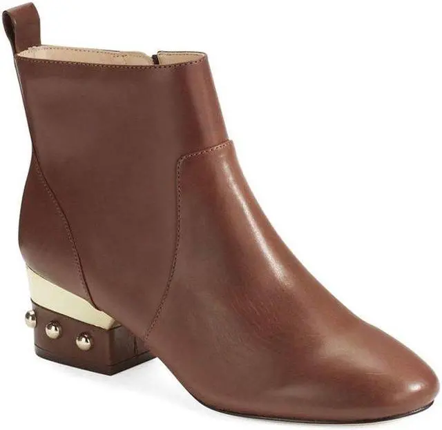 Alt view image 6 of 7 - Isa Tapia Women's Hardy Calf Leather Low Block Heel Ankle Boots - Cognac, Size 38