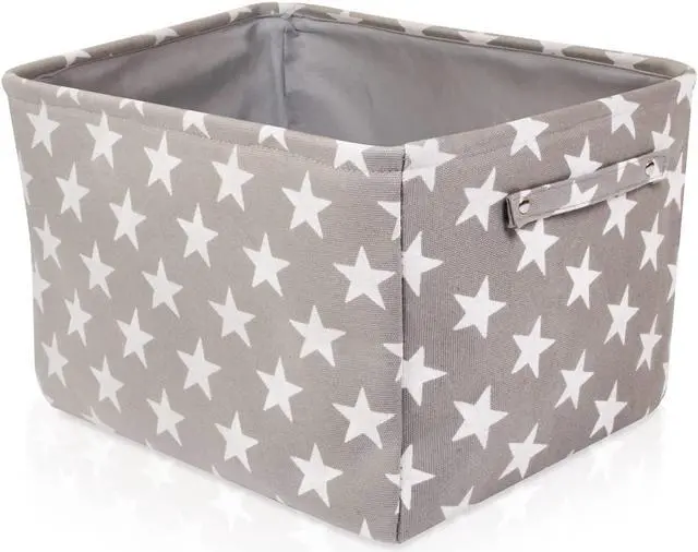 Alt view image 5 of 7 - Storage Toys Laundry Organizer Basket Bin Set with Handles 7.5x16x12.25, Gray/White Stars