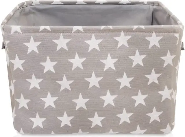 Alt view image 6 of 7 - Storage Toys Laundry Organizer Basket Bin Set with Handles 7.5x16x12.25, Gray/White Stars