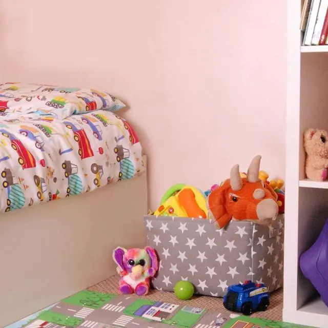 Alt view image 7 of 7 - Storage Toys Laundry Organizer Basket Bin Set with Handles 7.5x16x12.25, Gray/White Stars