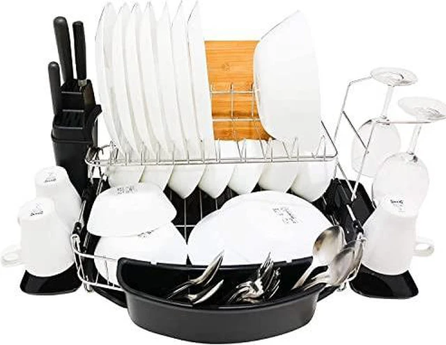 Alt view image 6 of 7 - Dish drying rack stainless steel, fully customizable 2 tier with 3 drainboards