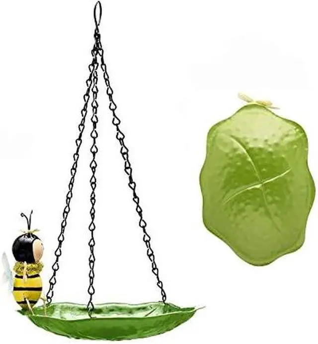 Alt view image 2 of 4 - Hanging Bird Feeder Bird Bath Hanging Metal Tray with a Cute Bee, Rust Resistant