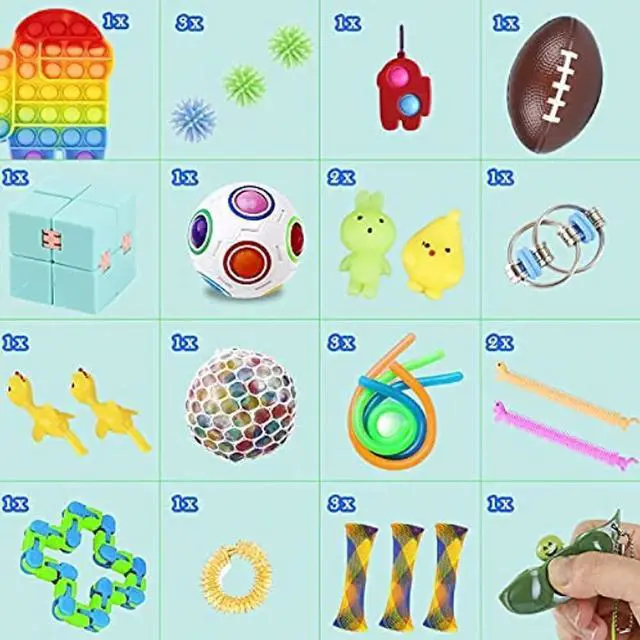 Alt view image 7 of 7 - 25 PCS ADHD Fidget Sensory Toys Sets, Bubble Popper Popitz, Relieve Pressure