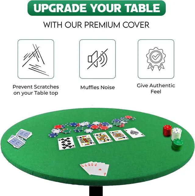 Alt view image 2 of 7 - Poker Card Games Green Felt Fitted Round Cloth Cover Fits to 36" to 42" Table