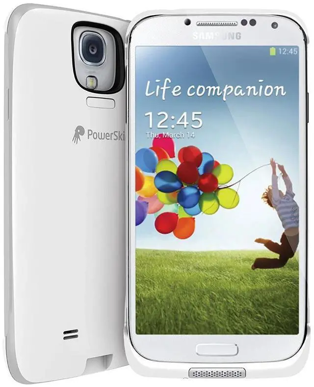 Alt view image 5 of 5 - PowerSkin Spare 1600mAh Rechargeable Extended Battery Case for Samsung Galaxy S4 - White