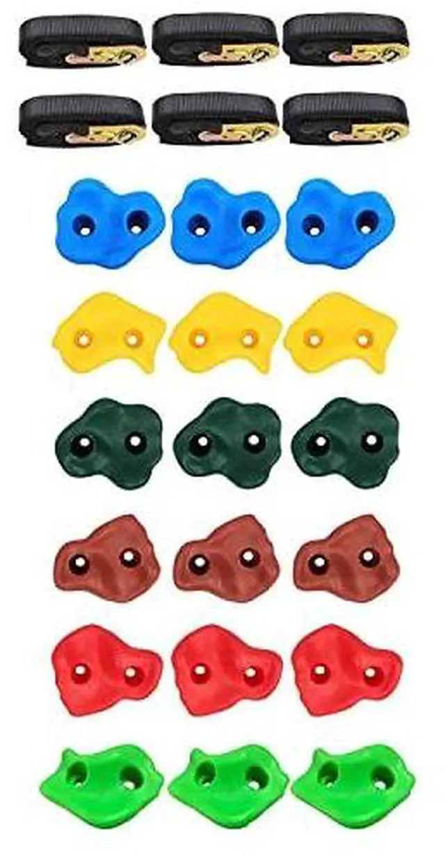 Alt view image 5 of 7 - 18 Ninja Tree Climbing Holds with 6 Ratchet Straps for Kids Outdoor Toy Training