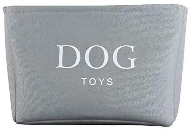 Alt view image 3 of 6 - Storage Basket Rectangular with Handles 7.5''x16''x12.25'', Gray Canvas Dog