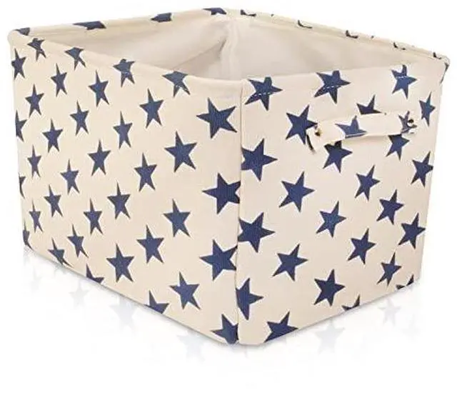 Alt view image 4 of 7 - Storage Toys Laundry Organizer Basket Bin Set with Handles 7.5x16x12.25, White/Blue Stars