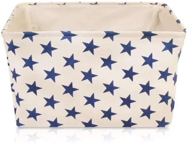 Alt view image 2 of 7 - Storage Toys Laundry Organizer Basket Bin Set with Handles 7.5x16x12.25, White/Blue Stars