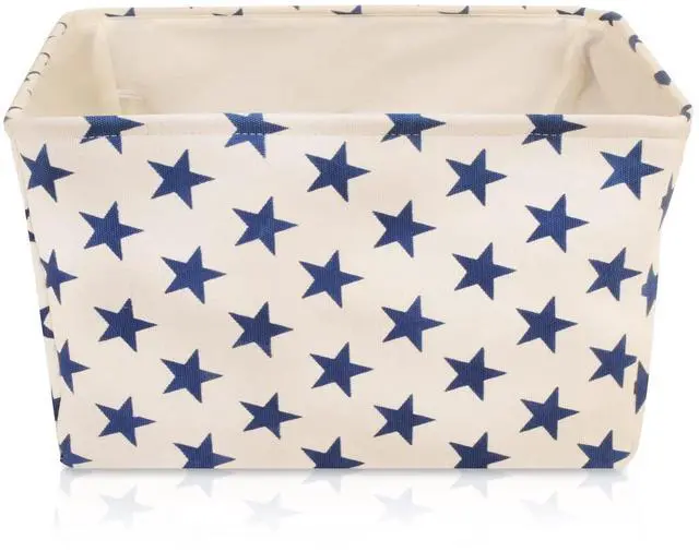 Alt view image 6 of 7 - Storage Toys Laundry Organizer Basket Bin Set with Handles 7.5x16x12.25, White/Blue Stars