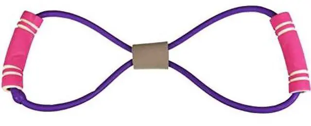 Alt view image 4 of 7 - Rubber Exercise Pull Rope Resistance Bands Elastic Yoga Fitness Equipment, Purple/Pink
