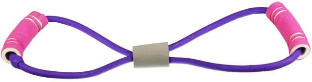 Alt view image 6 of 7 - Rubber Exercise Pull Rope Resistance Bands Elastic Yoga Fitness Equipment, Purple/Pink