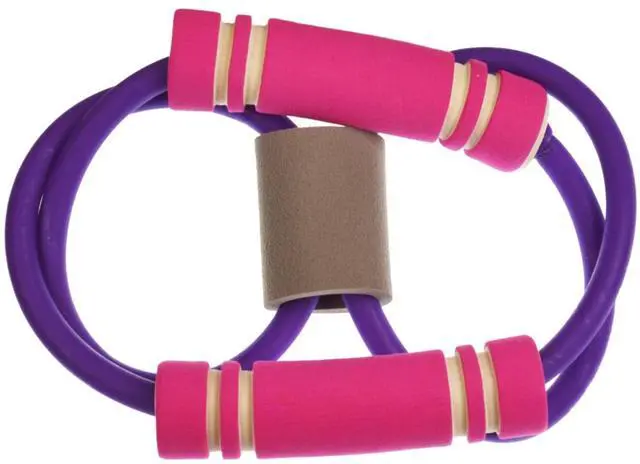 Alt view image 7 of 7 - Rubber Exercise Pull Rope Resistance Bands Elastic Yoga Fitness Equipment, Purple/Pink