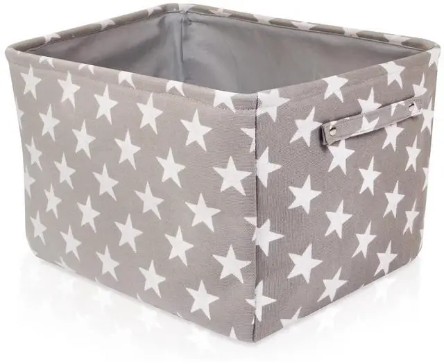 Alt view image 2 of 7 - Storage Toys Laundry Organizer Basket Bin Set with Handles 7.5x16x12.25, Gray/White Stars-3Pk