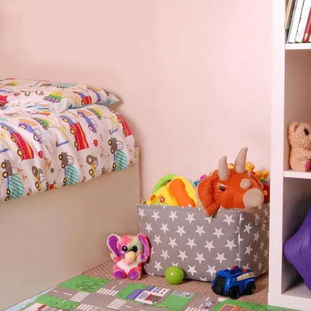 Alt view image 4 of 7 - Storage Toys Laundry Organizer Basket Bin Set with Handles 7.5x16x12.25, Gray/White Stars-3Pk