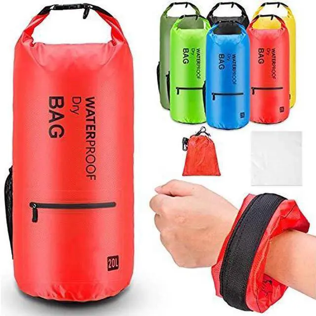 Alt view image 6 of 7 - Altatac Waterproof Floating Dry Bag Backpack w/2 Exterior Zip Pocket Orange 10L