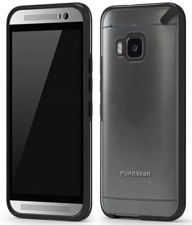 Alt view image 4 of 4 - PureGear Slim Shell Protective Cell Phone Clear Durable Case Cover Black HTC One