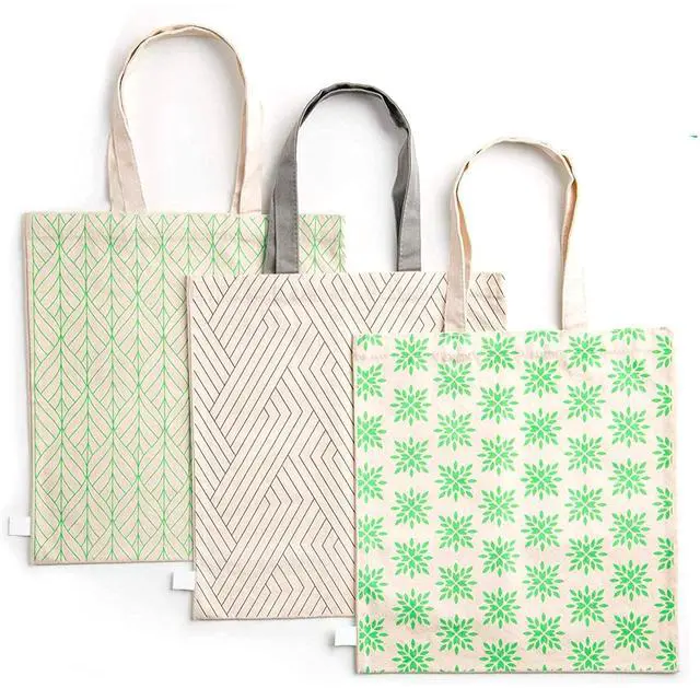 Main image of 3 Pack Reusable Organic Cotton Tote Style Grocery All Purpose Bags