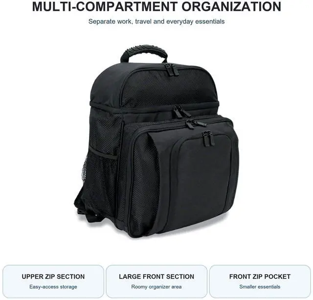 Alt view image 2 of 6 - 16" Men Student Travel Laptop Backpack Lightweight Waterproof CarryOn Black