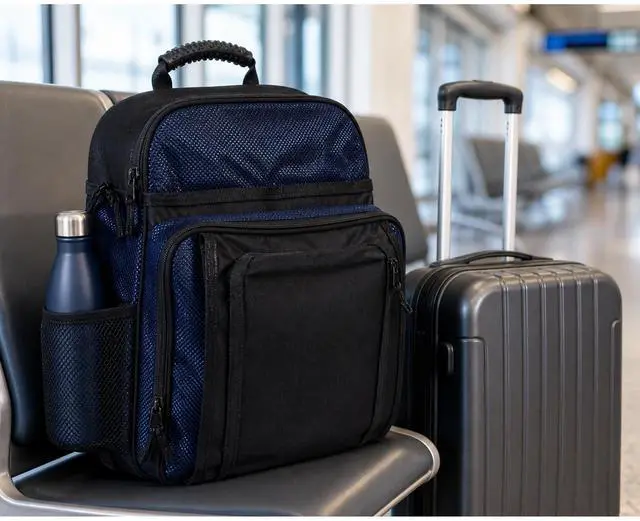 Alt view image 6 of 6 - 16" Men Student Travel Laptop Backpack Lightweight Waterproof CarryOn Black