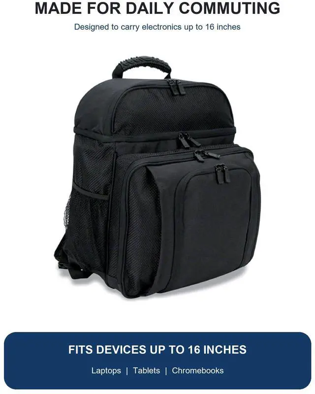 Alt view image 3 of 6 - 16" Men Student Travel Laptop Backpack Lightweight Waterproof CarryOn Black