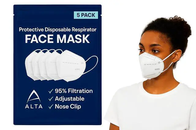 Alt view image 3 of 4 - 100-Pack Protective Disposable Face Masks KN95, 95% Filter, Earloop, Breathable