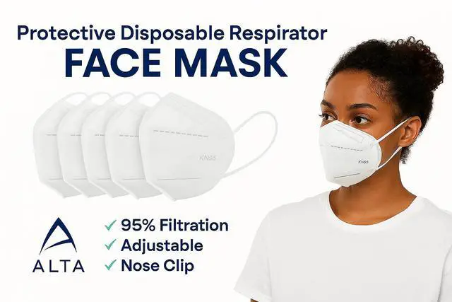 Main image of 100-Pack Protective Disposable Face Masks KN95, 95% Filter, Earloop, Breathable
