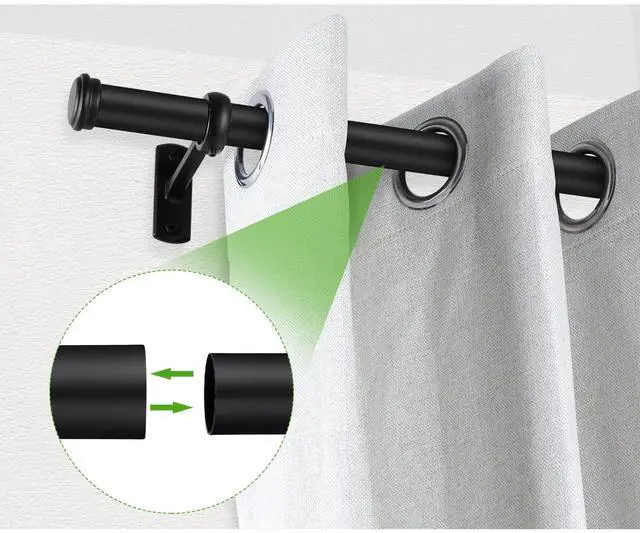 Alt view image 5 of 7 - 1 Inch Curtain Rods, For Windows Indoor/Outdoor Adjustable Heavy Duty 144-168