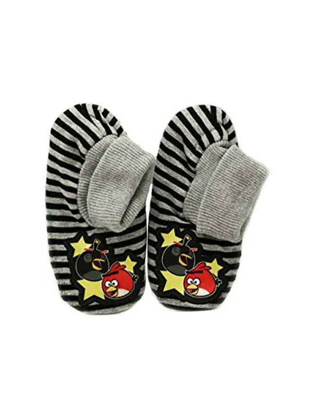 Alt view image 3 of 6 - Angry Birds "SQUAK AMONGST YOURSELVES" Slipper Stripe Socks - Size 2 - 3 M/L