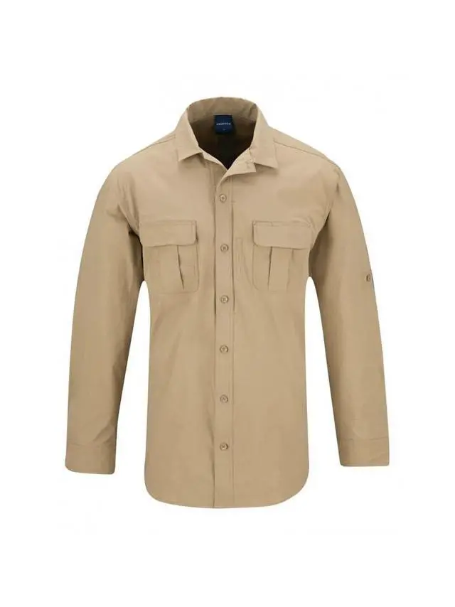 Alt view image 4 of 6 - Propper Summerweight UPF 50 Durable Tactical Shirt-Long Sleeve-Khaki-XS-R